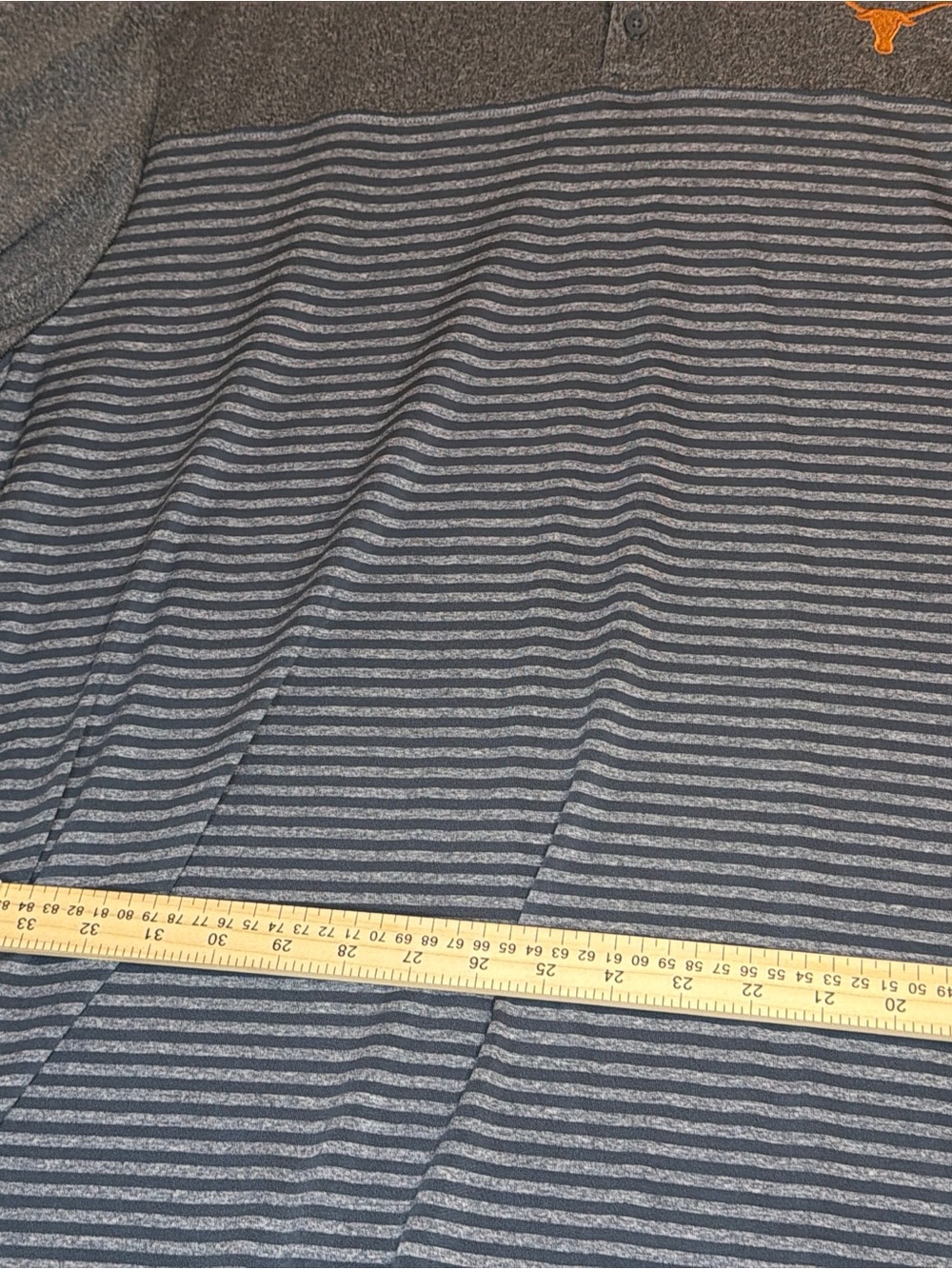 Champion Men’s Gray Striped Polo with Orange Logo